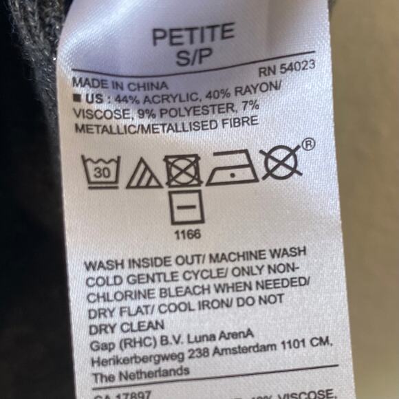 NEW BANANA REPUBLIC Metallic Gray Lurex Sweater Tank Small Petite Turtleneck - Picture 5 of 5